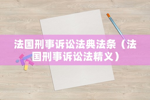 法國刑事訴訟法典法條（法國刑事訴訟法精義）