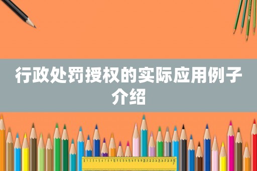 行政處罰授權(quán)的實(shí)際應(yīng)用例子介紹