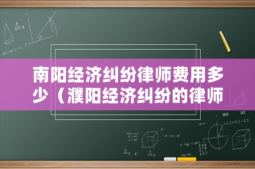 南陽(yáng)經(jīng)濟(jì)糾紛律師費(fèi)用多少（濮陽(yáng)經(jīng)濟(jì)糾紛的律師費(fèi)用）