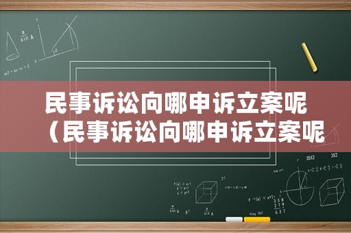 民事訴訟向哪申訴立案呢（民事訴訟向哪申訴立案呢法院）