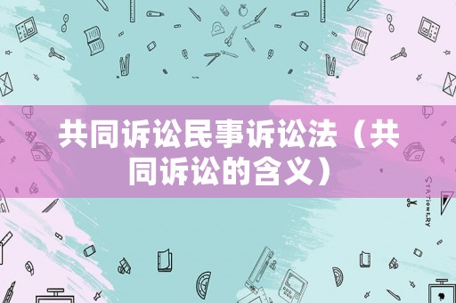 共同訴訟民事訴訟法（共同訴訟的含義）
