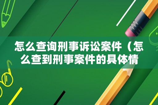 怎么查詢(xún)刑事訴訟案件（怎么查到刑事案件的具體情況）