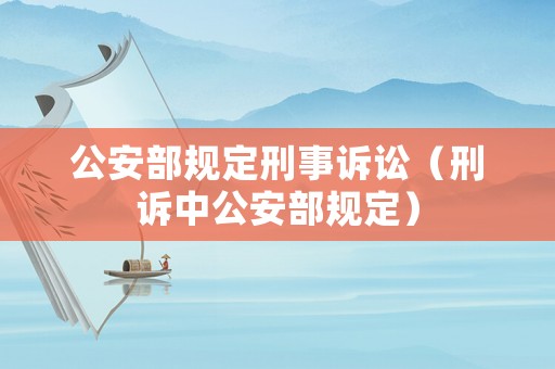 公安部規(guī)定刑事訴訟（刑訴中公安部規(guī)定）