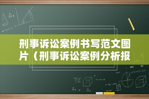 刑事訴訟案例書寫范文圖片（刑事訴訟案例分析報告）