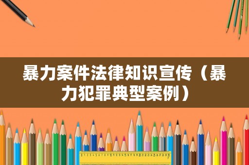 暴力案件法律知識(shí)宣傳（暴力犯罪典型案例）
