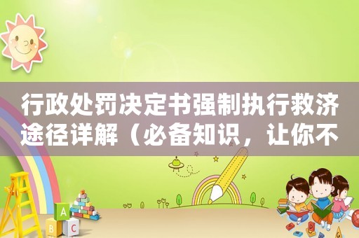 行政處罰決定書強(qiáng)制執(zhí)行救濟(jì)途徑詳解（必備知識(shí)，讓你不再為此困擾）