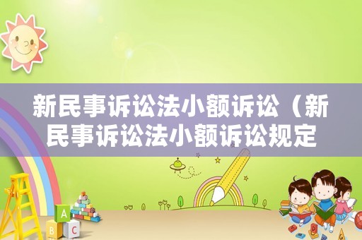 新民事訴訟法小額訴訟（新民事訴訟法小額訴訟規(guī)定）