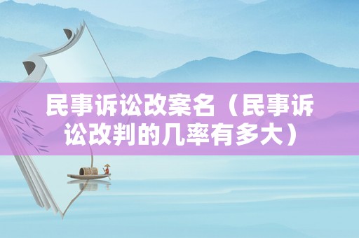 民事訴訟改案名（民事訴訟改判的幾率有多大）