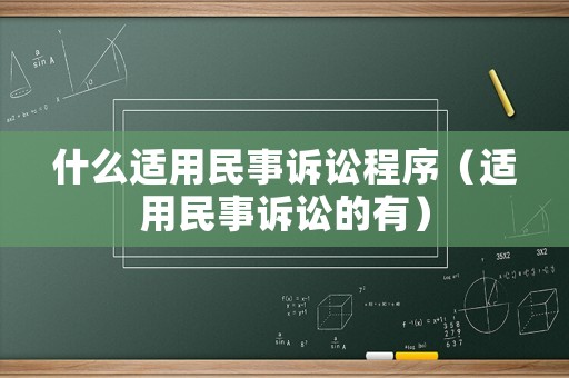 什么適用民事訴訟程序（適用民事訴訟的有）