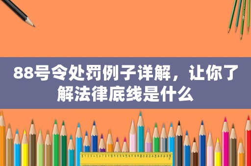 88號令處罰例子詳解，讓你了解法律底線是什么