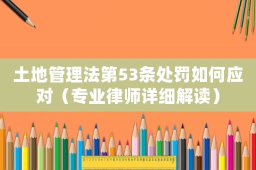 土地管理法第53條處罰如何應(yīng)對(duì)（專業(yè)律師詳細(xì)解讀）