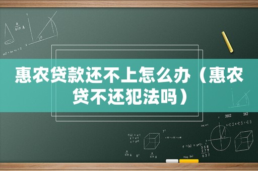 惠農(nóng)貸款還不上怎么辦（惠農(nóng)貸不還犯法嗎）