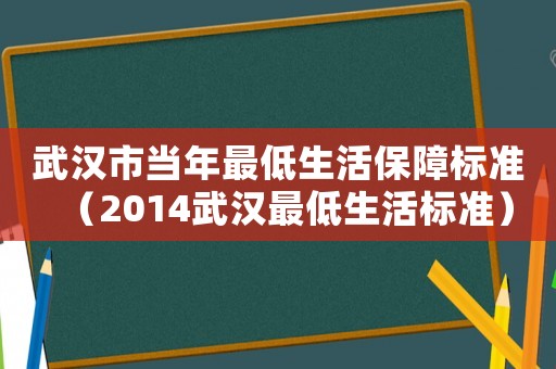 武漢市當(dāng)年最低生活保障標(biāo)準(zhǔn)（2014武漢最低生活標(biāo)準(zhǔn)）