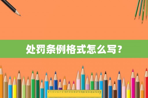 處罰條例格式怎么寫？