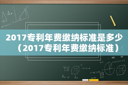 2017專利年費(fèi)繳納標(biāo)準(zhǔn)是多少（2017專利年費(fèi)繳納標(biāo)準(zhǔn)）