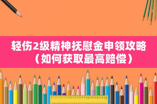輕傷2級(jí)精神撫慰金申領(lǐng)攻略（如何獲取最高賠償）