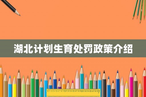 湖北計(jì)劃生育處罰政策介紹