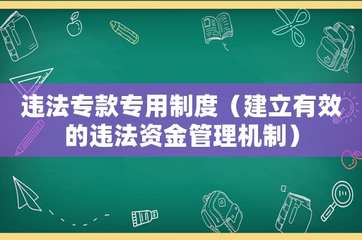 違法專款專用制度（建立有效的違法資金管理機(jī)制）