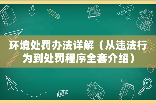 環(huán)境處罰辦法詳解（從違法行為到處罰程序全套介紹）